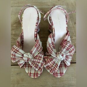 Loeffler Randall Dahlia plaid pleated sandal. Size 9. Worn once.